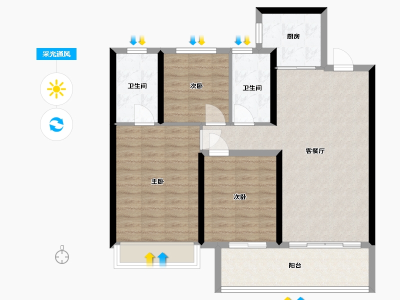 河南省-平顶山市-银基誉府-91.20-户型库-采光通风