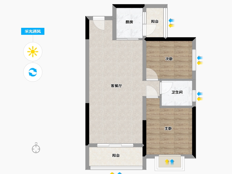 湖南省-郴州市-凤凰名邸-63.20-户型库-采光通风