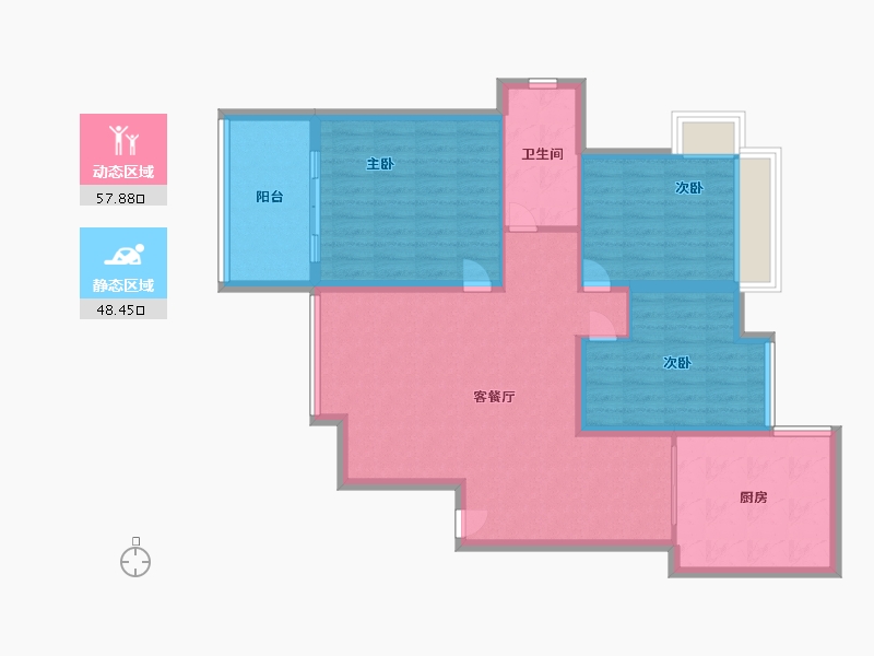 湖北省-武汉市-石桥花园-1期-96.00-户型库-动静分区