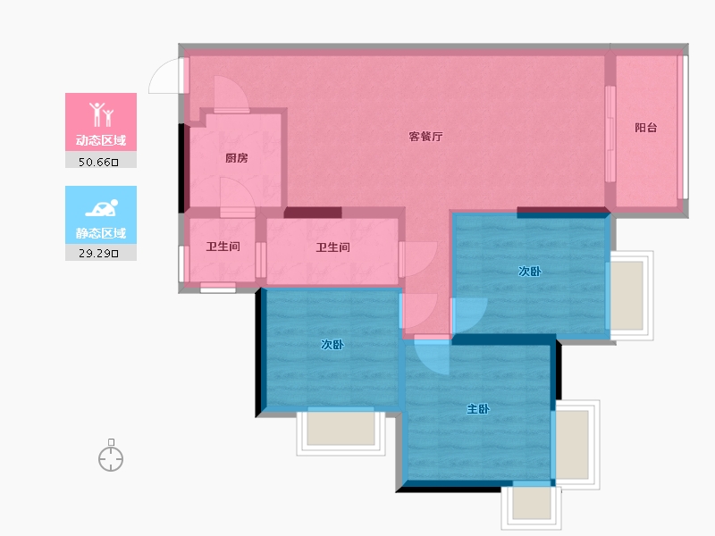 广东省-东莞市-新世纪颐龙湾-77.28-户型库-动静分区