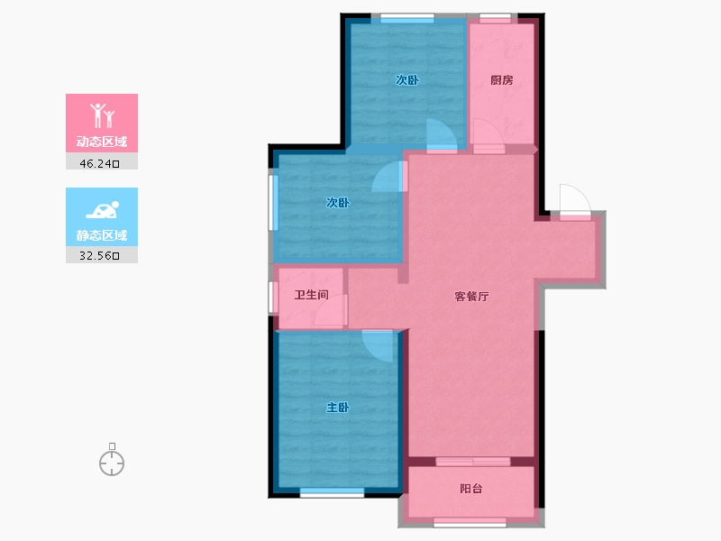 上海-上海市-中建悦坊-80.08-户型库-动静分区