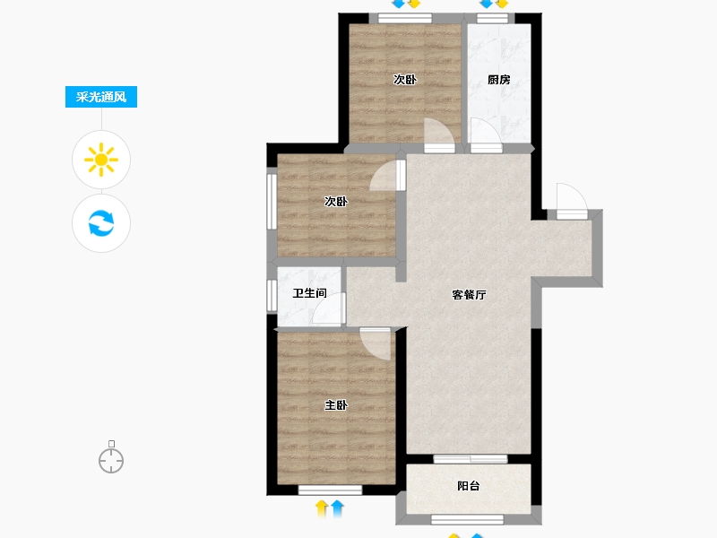 上海-上海市-中建悦坊-80.08-户型库-采光通风