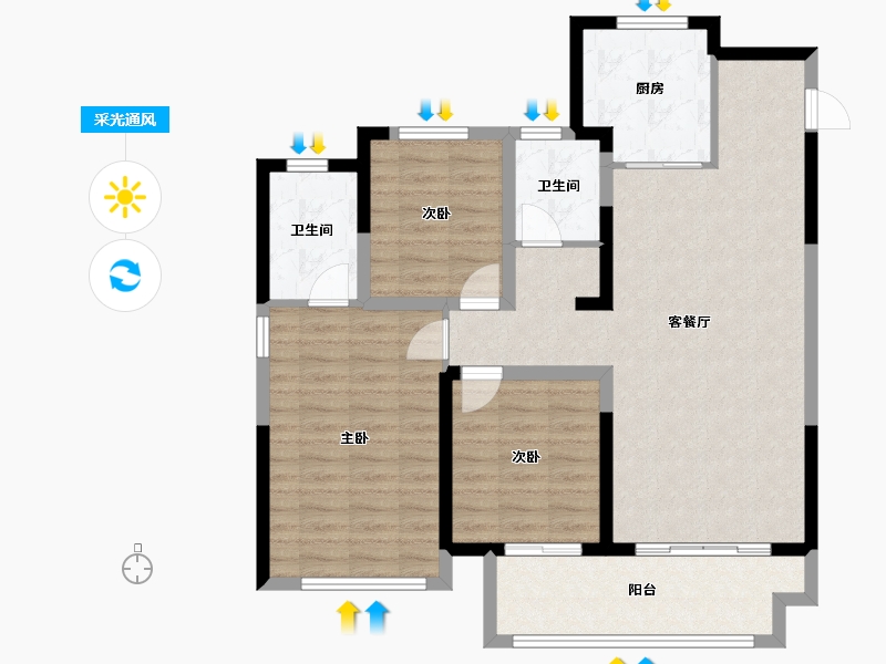 安徽省-宿州市-壹中状元府-95.20-户型库-采光通风