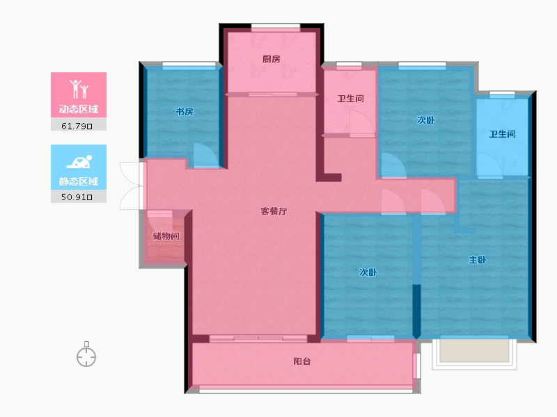 陕西省-西安市-金地中央公园-100.00-户型库-动静分区