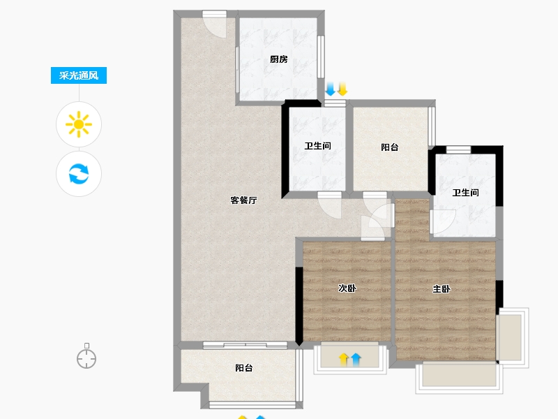 广东省-广州市-南沙保利城-96.00-户型库-采光通风