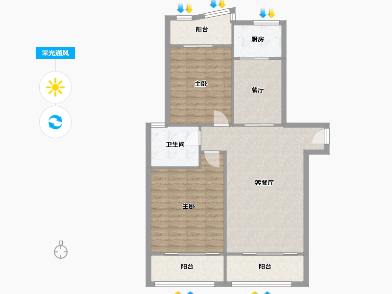 上海-上海市-荣都公寓-西侧-98.40-户型库-采光通风