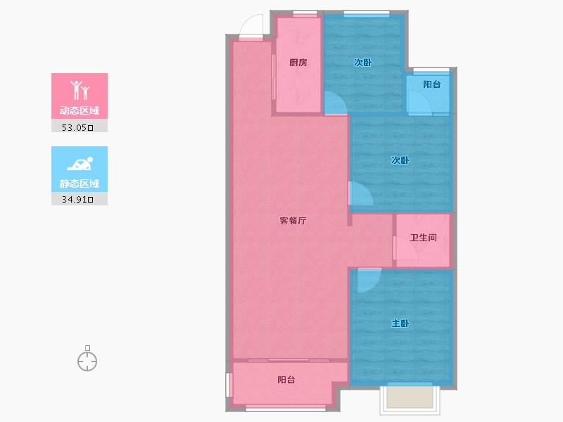 河北省-石家庄市-天鸿世家-89.60-户型库-动静分区