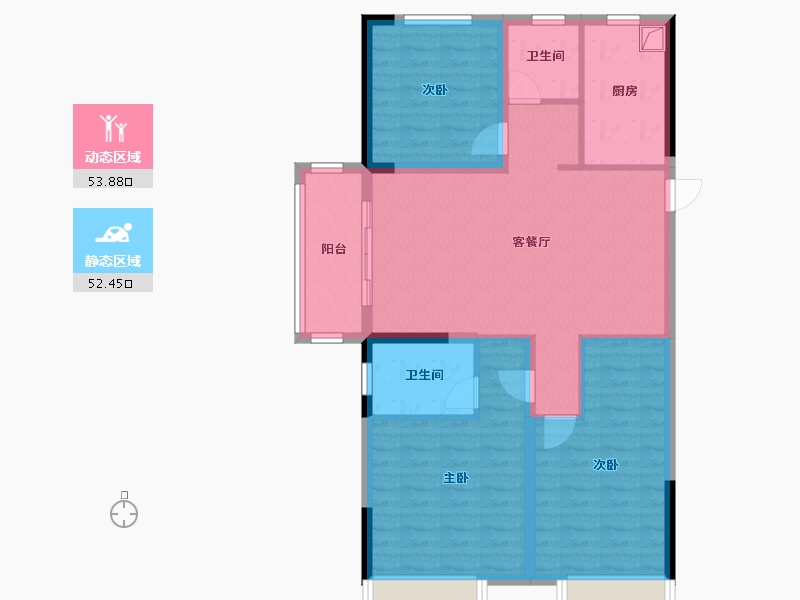 河南省-郑州市-山顶裕祥园-95.32-户型库-动静分区