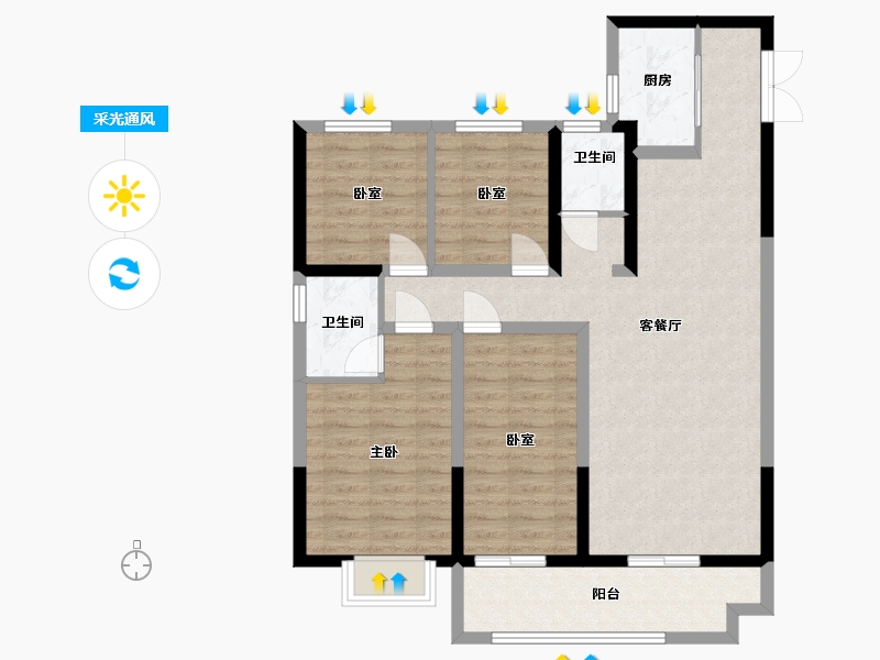 山西省-晋城市-中原盛世城-111.20-户型库-采光通风