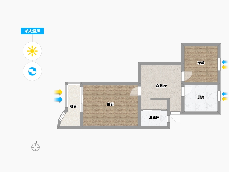 上海-上海市-梅苑一居-49.60-户型库-采光通风