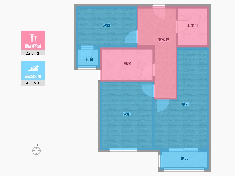 北京-北京市-旗胜小区-南区-70.40-户型库-动静分区