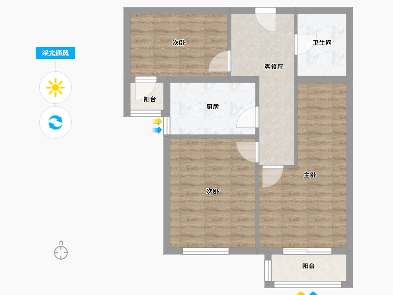 北京-北京市-旗胜小区-南区-70.40-户型库-采光通风