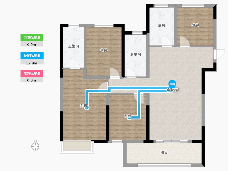 山东省-菏泽市-中璟珑璟湾小区-111.44-户型库-动静线