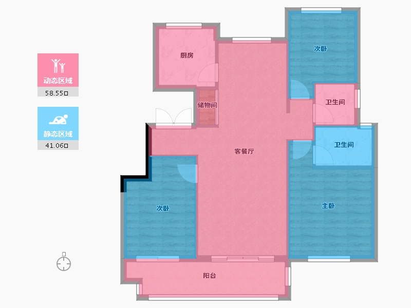 浙江省-温州市-仕阳镇-90.40-户型库-动静分区