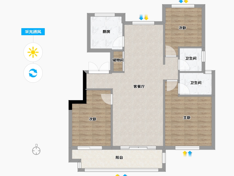 浙江省-温州市-仕阳镇-90.40-户型库-采光通风