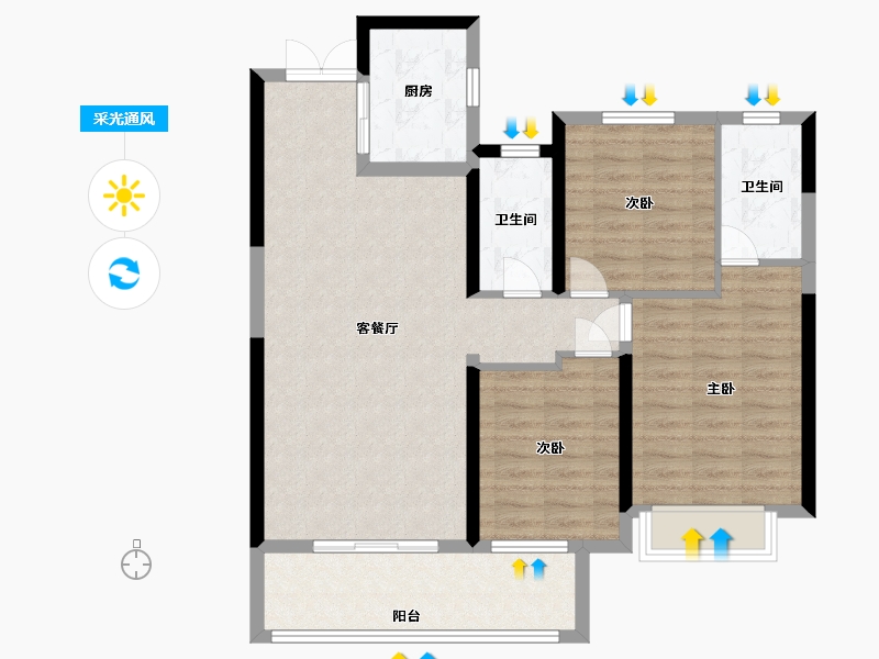 湖北省-黄冈市-铁投·书香林语-91.00-户型库-采光通风