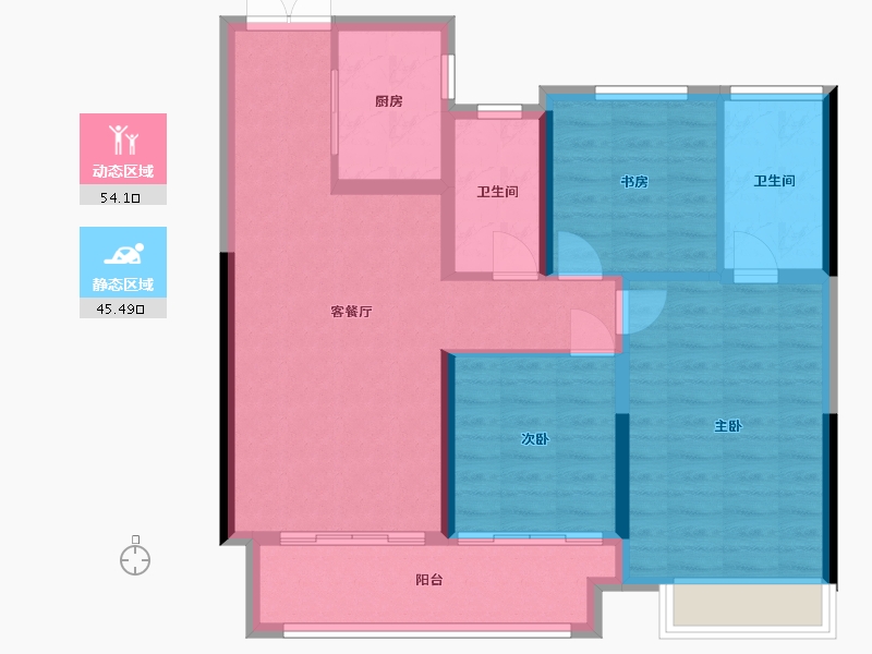 河南省-鹤壁市-建业世和府-89.60-户型库-动静分区