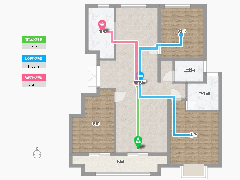 江苏省-徐州市-观澜苑-100.80-户型库-动静线