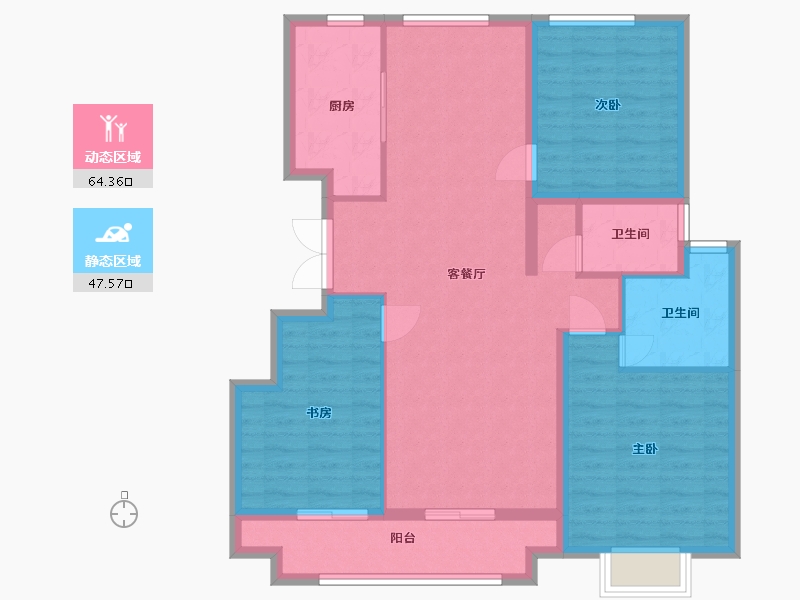 江苏省-徐州市-观澜苑-100.80-户型库-动静分区