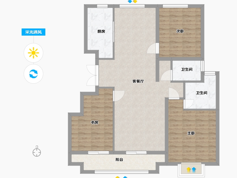 江苏省-徐州市-观澜苑-100.80-户型库-采光通风