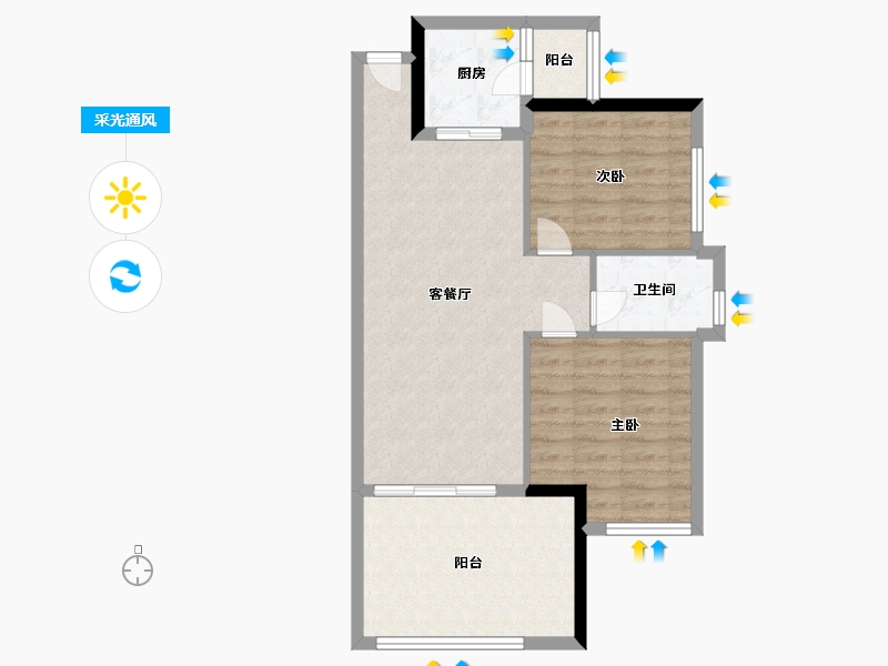 湖北省-宜昌市-天玺-69.56-户型库-采光通风