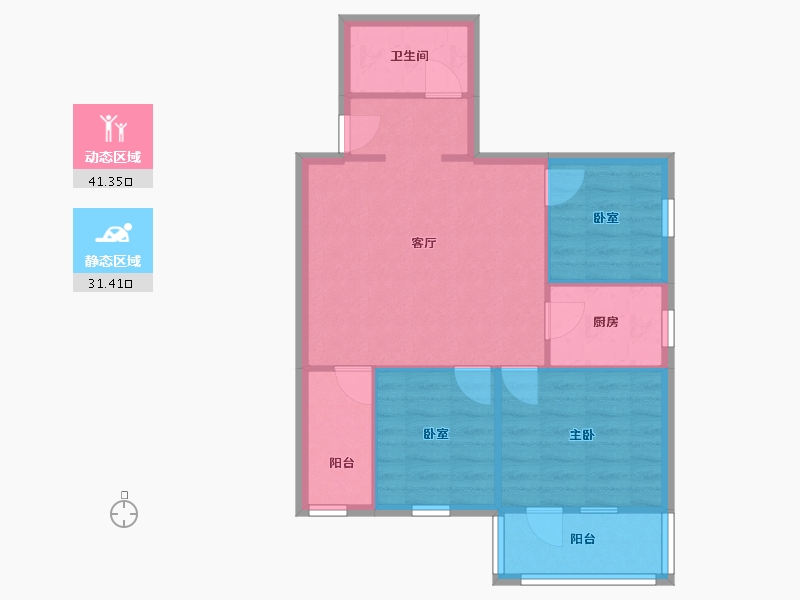 北京-北京市-芍药居北里-81.60-户型库-动静分区