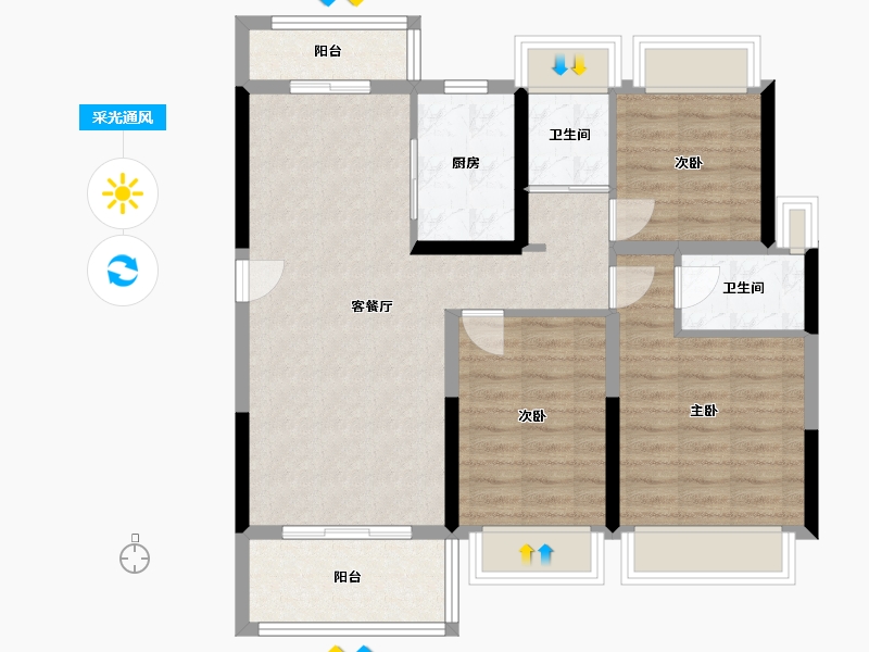 湖北省-黄冈市-黄冈碧桂园-97.50-户型库-采光通风