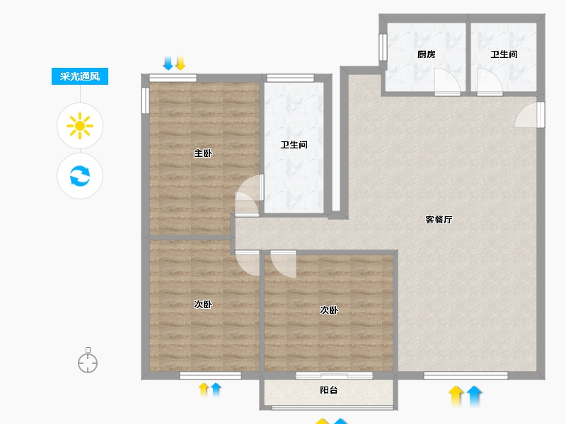 河北省-邯郸市-蓝天金地-118.10-户型库-采光通风