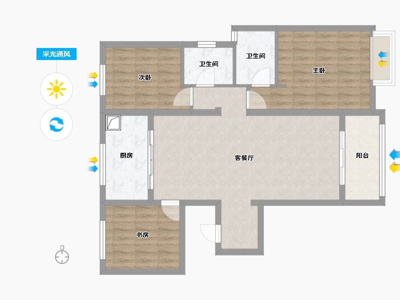 河北省-邯郸市-春光小区-104.00-户型库-采光通风