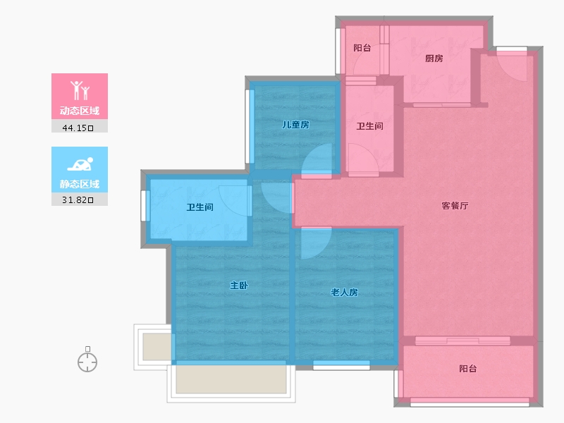 广东省-深圳市-颐安都会中央-3期-65.00-户型库-动静分区