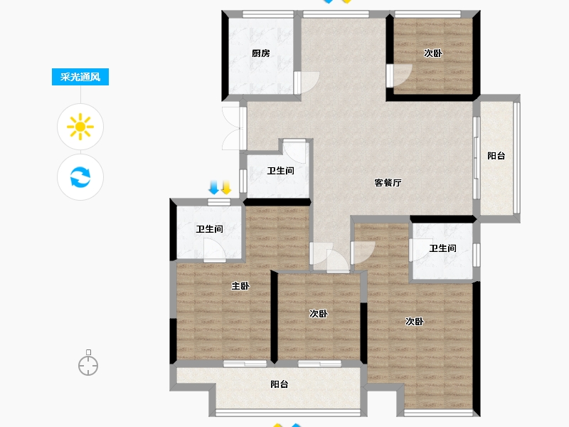 浙江省-嘉兴市-兴和苑-114.40-户型库-采光通风