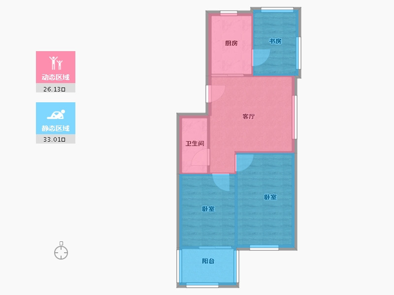 辽宁省-大连市-锦霞南园-53.20-户型库-动静分区