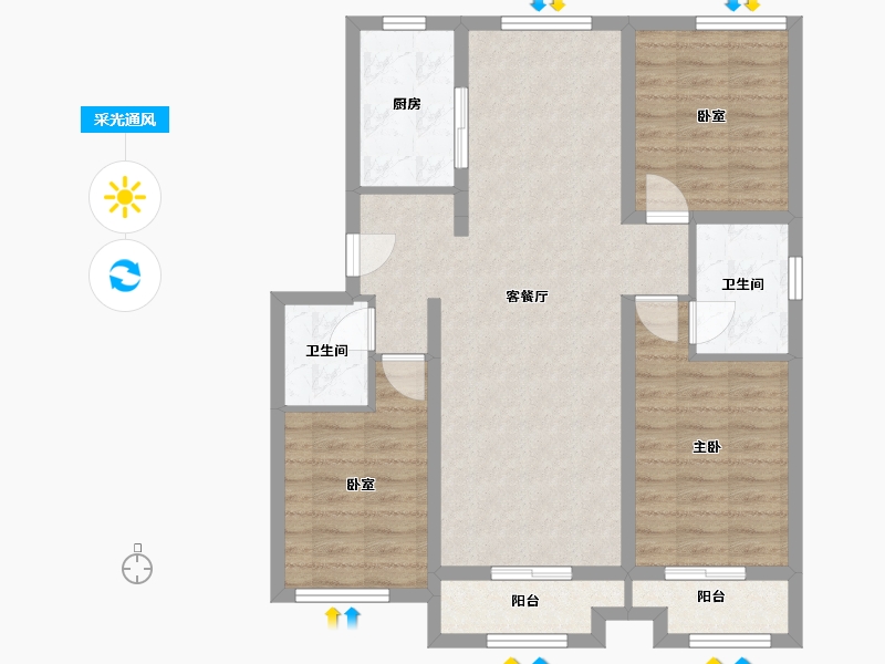 河北省-石家庄市-高远森霖城-103.94-户型库-采光通风