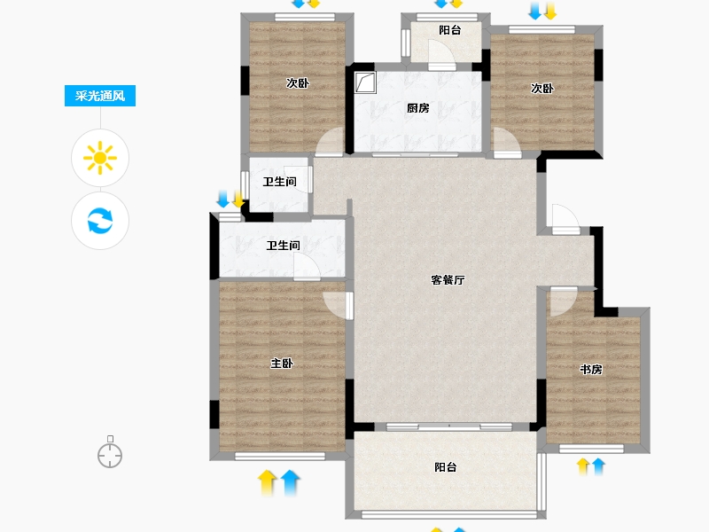 四川省-绵阳市-阳光城江山悦-135.00-户型库-采光通风