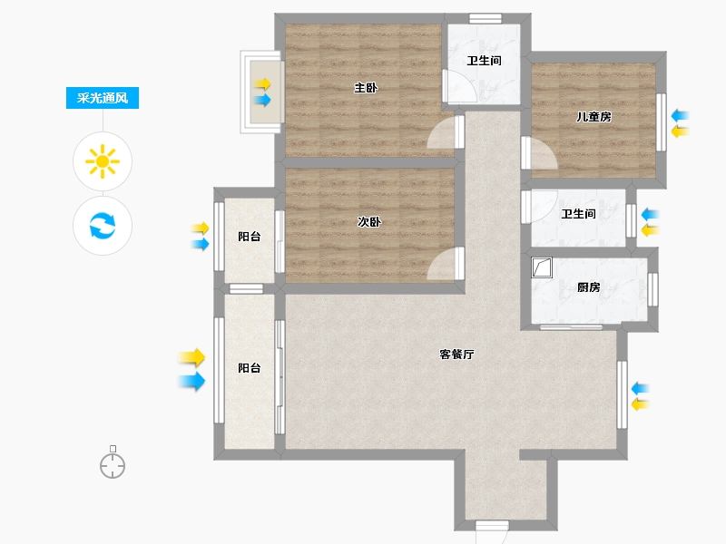 山东省-菏泽市-亿联世家-100.61-户型库-采光通风