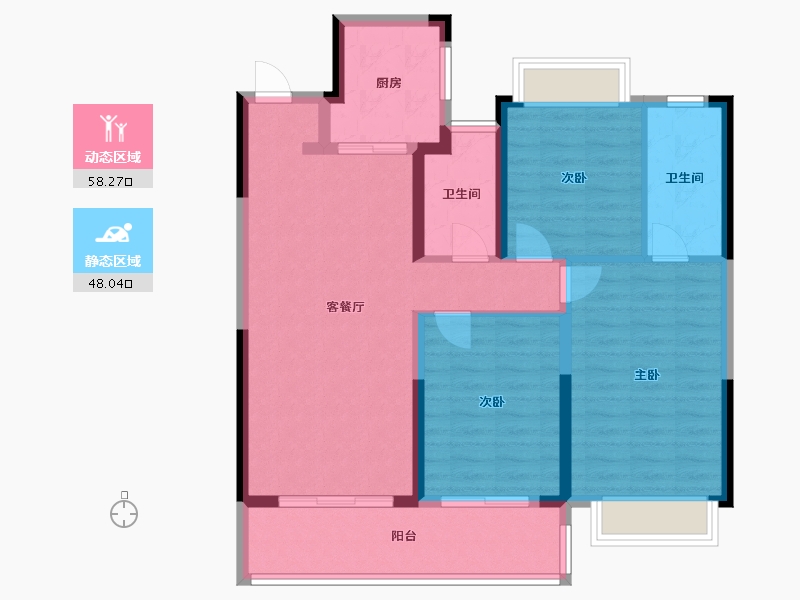 江苏省-南京市-金地大成雅境-102.00-户型库-动静分区