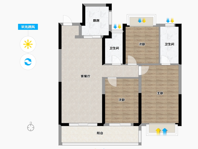 江苏省-南京市-金地大成雅境-102.00-户型库-采光通风