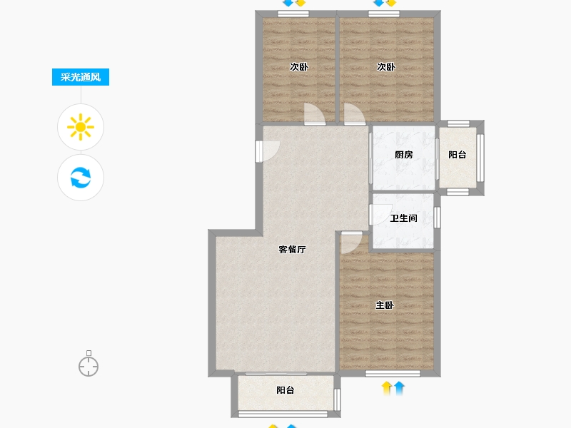 河北省-唐山市-金港静园-97.60-户型库-采光通风