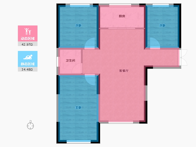 吉林省-通化市-金岸江都-76.77-户型库-动静分区