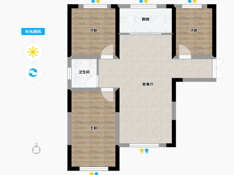 吉林省-通化市-金岸江都-76.77-户型库-采光通风