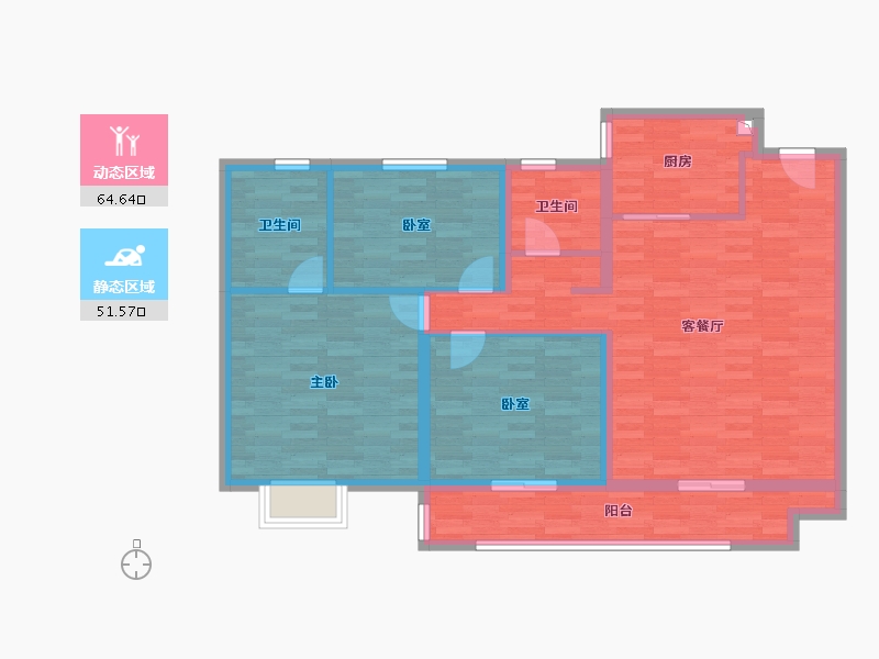 山东省-滨州市-滨州天泰·公园壹号-104.41-户型库-动静分区