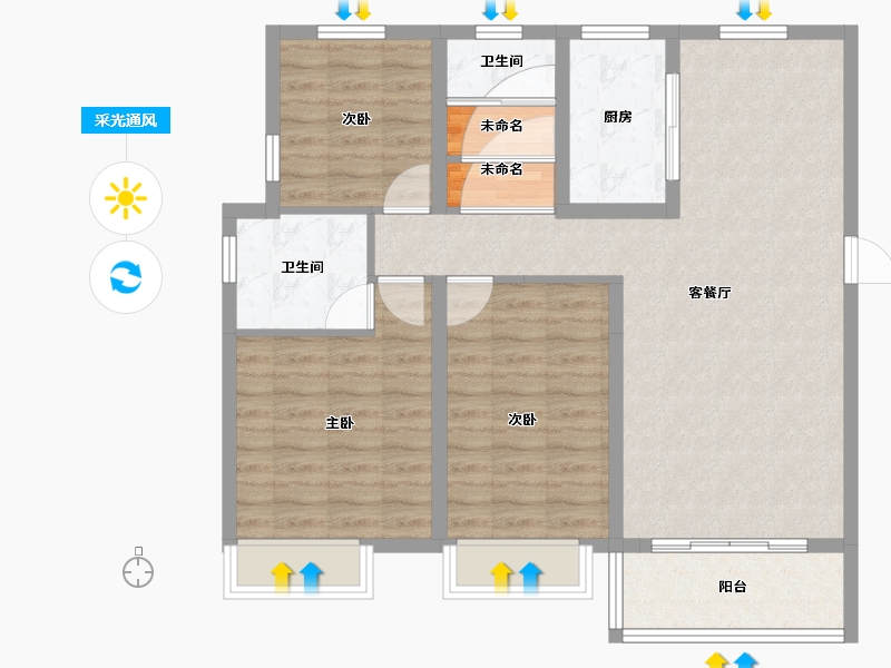 安徽省-淮北市-港利文庭雅苑-93.14-户型库-采光通风