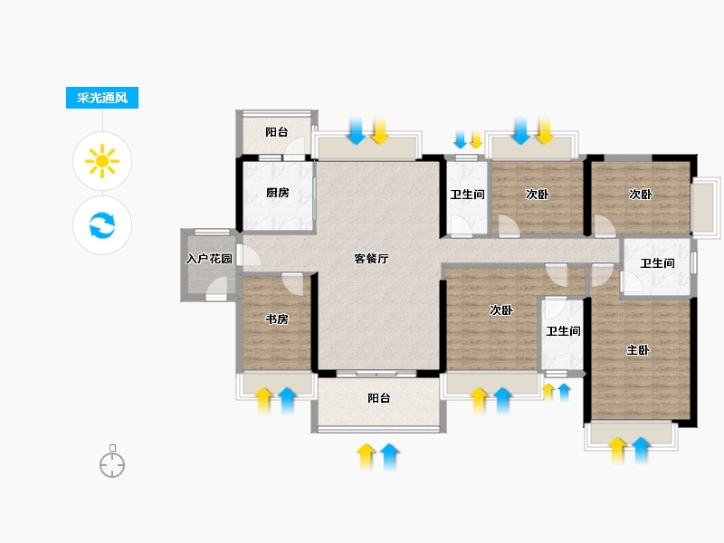 广东省-清远市-恒福山湖峰境-165.00-户型库-采光通风