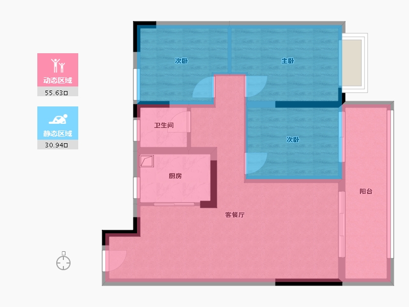 安徽省-池州市-弘业上林苑-75.44-户型库-动静分区