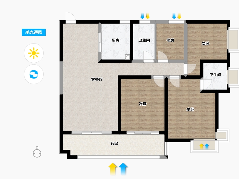 云南省-昆明市-幸福里小区-112.00-户型库-采光通风