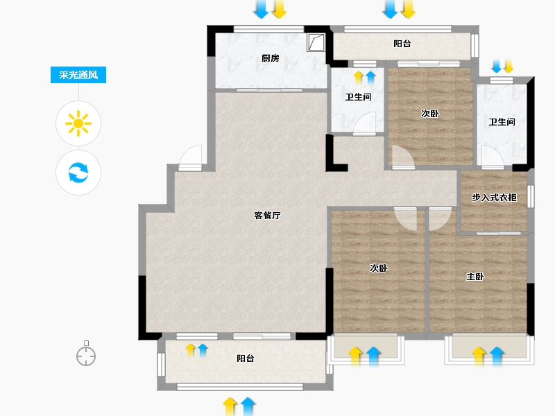 安徽省-滁州市-蓝城诚园-114.81-户型库-采光通风