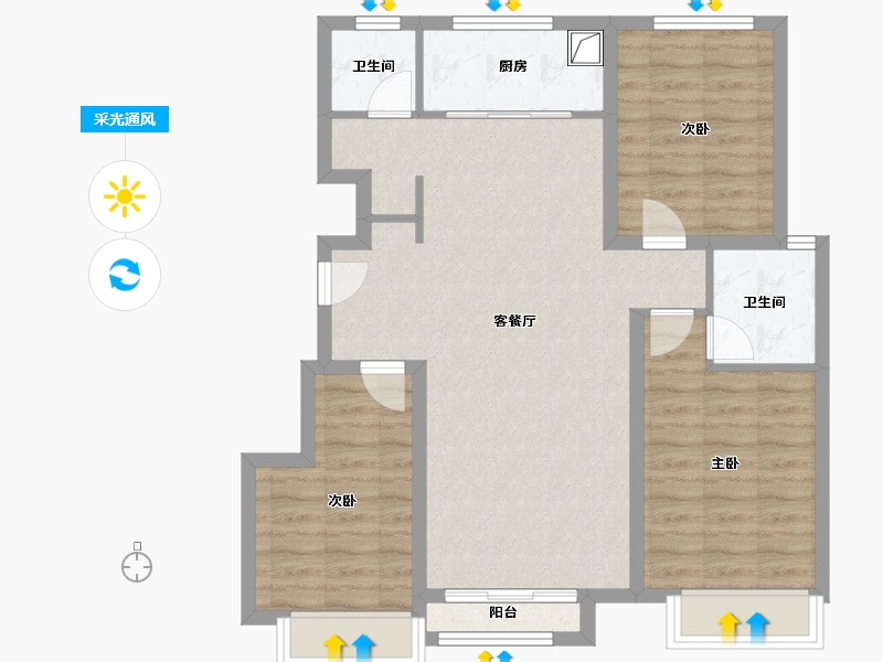 河北省-唐山市-润城府-92.26-户型库-采光通风