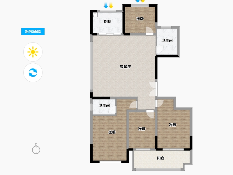 浙江省-绍兴市-天圣大越府-128.00-户型库-采光通风