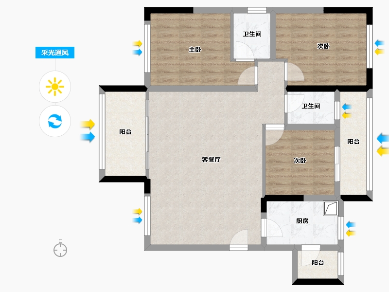 四川省-南充市-紫荆华府-92.80-户型库-采光通风