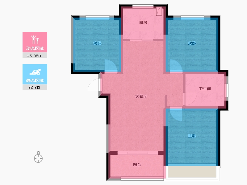 河南省-郑州市-西亚斯宫馆-85.60-户型库-动静分区